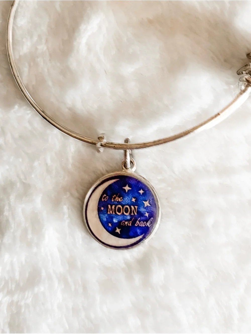 Alex and Ani 'To the Moon and Back' Charm Bangle Bracelet - Silver & Blue